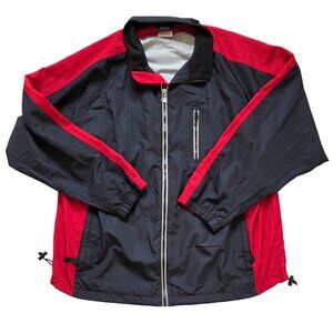 Vintage Champion Windbreaker Jacket Men’s XL Red Black Colorblock Full Zip Y2K